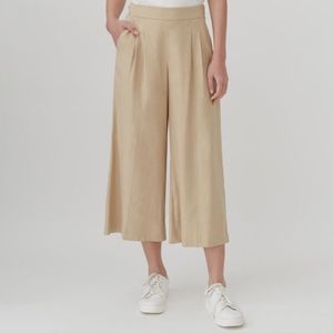 Cuyana Linen Wide-Leg Cropped Pant in Natural, XL, EUC